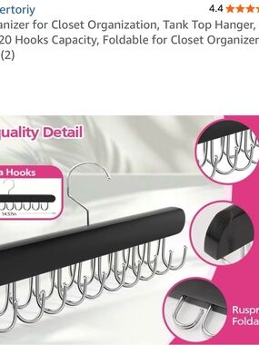 Space Saving Wooden Tank Top Bra Hangers Lot of 7 Closet Organizer 20 Hooks